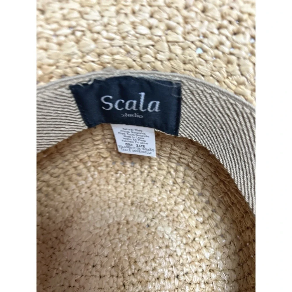 Scala Collection Women's Rolled Brim Woven Natural Sun Hat Resort Beach Coastal